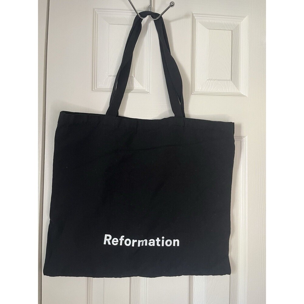 Reformation Black Canvas Medium Size Tote Bag Chic Logo